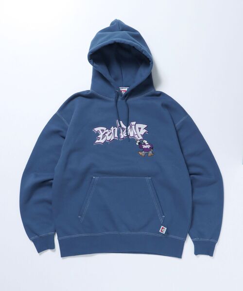 BEN DAVIS（ベンデイビス）の「【BEN DAVIS(ベンデイビス)】 SPRAY ART HOODIE / ロゴ ビッグ 裏起毛 プルオーバー パーカー（パーカー・メンズ・オフホワイト/ブルー系その他2/ブラック・X-LARGE/MEDIUM/LARGE）」の4枚目の写真