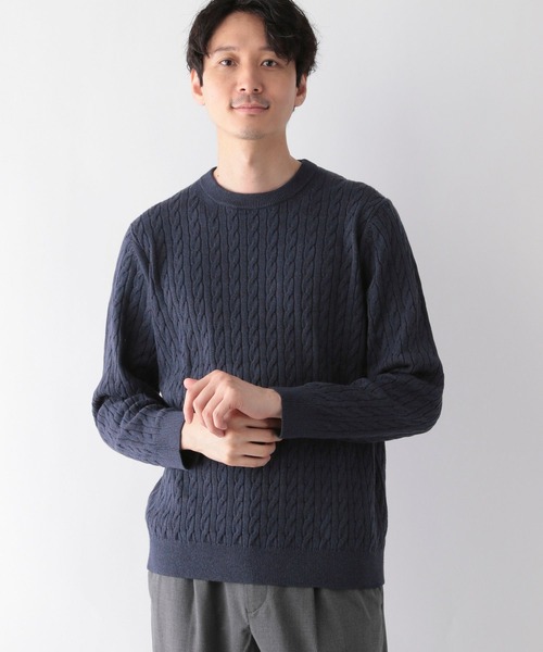 GLOBAL WORK(グローバルワーク)の「洗えるスマートケーブルニット/196541(ニット/セーター・メンズ・ライトブルー/その他/ベージュ系その他3/ネイビー/オフホワイト・X-LARGE/SMALL/MEDIUM/LARGE)」の4枚目の写真