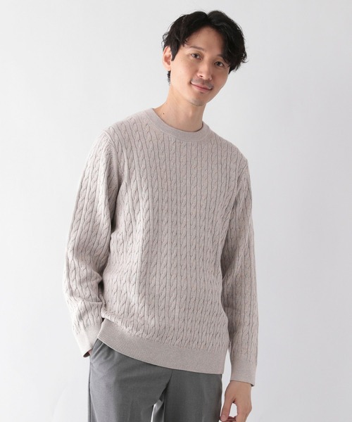 GLOBAL WORK(グローバルワーク)の「洗えるスマートケーブルニット/196541(ニット/セーター・メンズ・ライトブルー/その他/ベージュ系その他3/ネイビー/オフホワイト・X-LARGE/SMALL/MEDIUM/LARGE)」の5枚目の写真