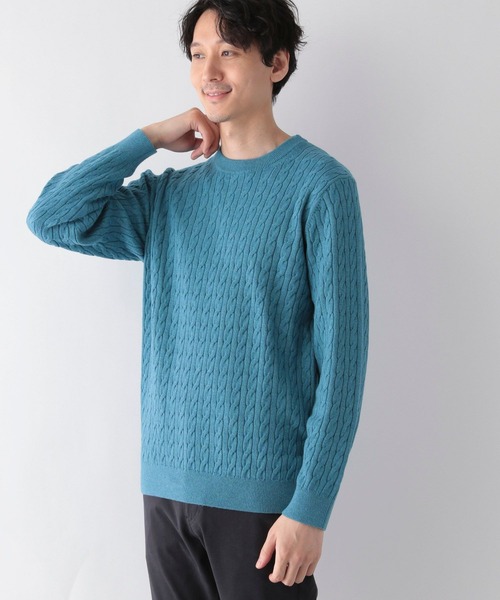 GLOBAL WORK(グローバルワーク)の「洗えるスマートケーブルニット/196541(ニット/セーター・メンズ・ライトブルー/その他/ベージュ系その他3/ネイビー/オフホワイト・X-LARGE/SMALL/MEDIUM/LARGE)」の1枚目の写真