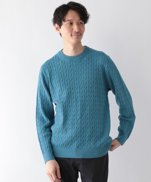 GLOBAL WORK(グローバルワーク)の「洗えるスマートケーブルニット/196541(ニット/セーター・メンズ・ライトブルー/その他/ベージュ系その他3/ネイビー/オフホワイト・X-LARGE/SMALL/MEDIUM/LARGE)」の8枚目の写真