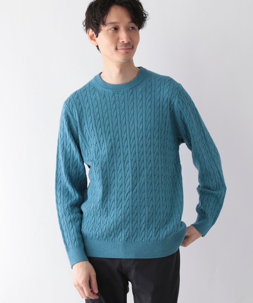 GLOBAL WORK(グローバルワーク)の「洗えるスマートケーブルニット/196541(ニット/セーター・メンズ・ライトブルー/その他/ベージュ系その他3/ネイビー/オフホワイト・X-LARGE/SMALL/MEDIUM/LARGE)」の9枚目の写真