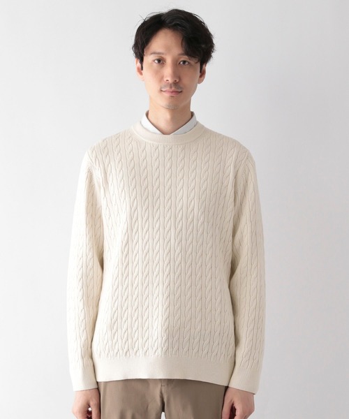 GLOBAL WORK(グローバルワーク)の「洗えるスマートケーブルニット/196541(ニット/セーター・メンズ・ライトブルー/その他/ベージュ系その他3/ネイビー/オフホワイト・X-LARGE/SMALL/MEDIUM/LARGE)」の13枚目の写真