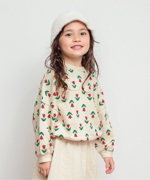 BREEZE（ブリーズ）の「【リンクコーデ可能】総柄トレーナー（スウェット・キッズ・ワインレッド/アイボリー/サックスブルー/キャメル/ブラック・110/140/90/100/130/120/80）」の6枚目の写真