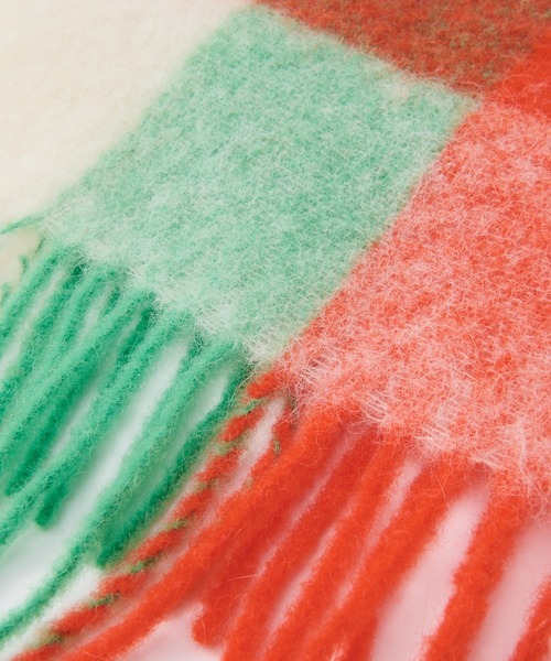 RIVE DROITE（リヴドロワ）の「モヘアチェックストール（マフラー・レディース・グリーン/ブルー・FREE）」の5枚目の写真