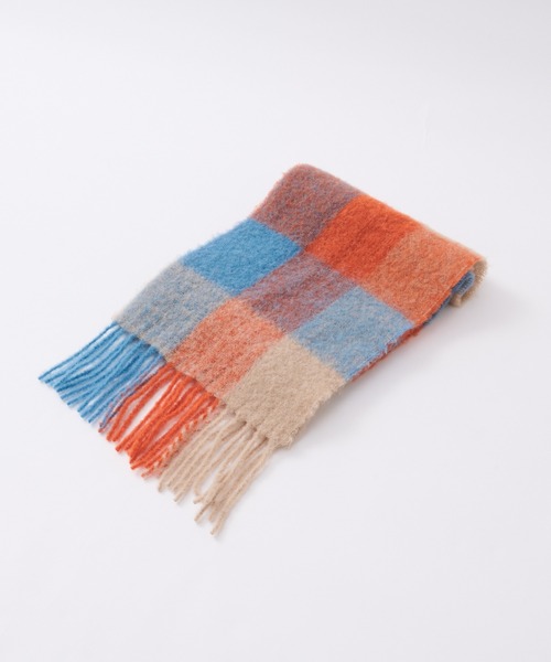 RIVE DROITE（リヴドロワ）の「モヘアチェックストール（マフラー・レディース・グリーン/ブルー・FREE）」の6枚目の写真