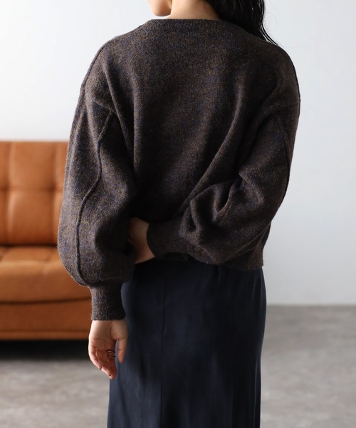 amini(アミニ)の「【2023 A/W新作】メランジクルーネックニット(ニット/セーター・レディース・ベージュ/ブラウン/ブルーグリーン・MEDIUM)」の14枚目の写真
