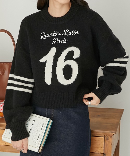 R i R i ❤︎ 配色刺繍ロゴ ナンバリングニットプルオーバー（ニット/セーター