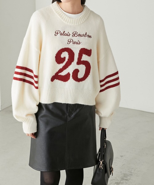 BONLECILL(ボンルシール)の「配色刺繍ロゴ ナンバリングニットプルオーバー(ニット/セーター・レディース・ブラック/アイボリー/ブラウン・FREE)」の17枚目の写真