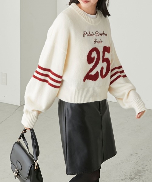 BONLECILL(ボンルシール)の「配色刺繍ロゴ ナンバリングニットプルオーバー(ニット/セーター・レディース・ブラック/アイボリー/ブラウン・FREE)」の19枚目の写真