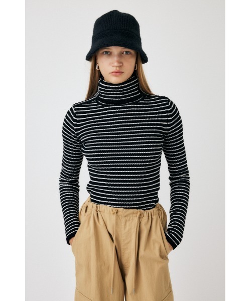 MOUSSY（マウジー）の「HI NECK RIB ニット（ニット/セーター・レディース・ホワイト系その他/イエロー/パープル/ブラック系その他・FREE）」の5枚目の写真