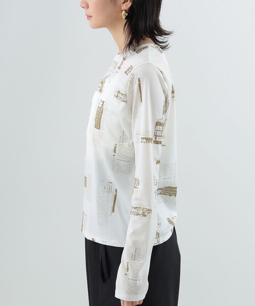 Ray BEAMS（レイビームス）の「Ray BEAMS / ニュース ペーパー プリント Tシャツ（Tシャツ/カットソー・レディース・ベージュ/ブルー系その他3・ONE SIZE）」の14枚目の写真