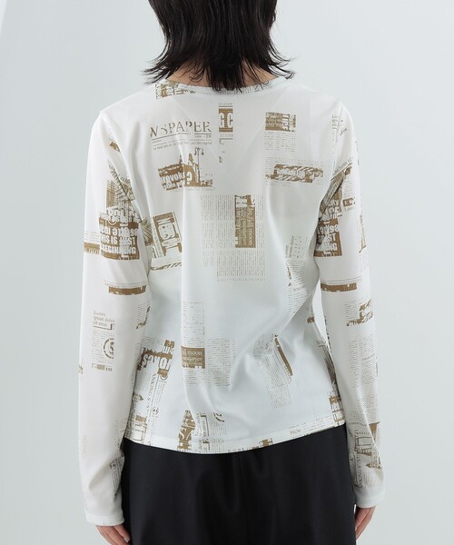 Ray BEAMS（レイビームス）の「Ray BEAMS / ニュース ペーパー プリント Tシャツ（Tシャツ/カットソー・レディース・ベージュ/ブルー系その他3・ONE SIZE）」の15枚目の写真