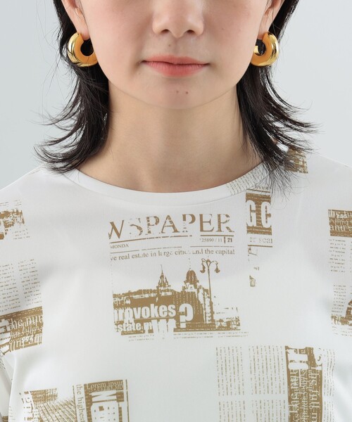 Ray BEAMS（レイビームス）の「Ray BEAMS / ニュース ペーパー プリント Tシャツ（Tシャツ/カットソー・レディース・ベージュ/ブルー系その他3・ONE SIZE）」の16枚目の写真