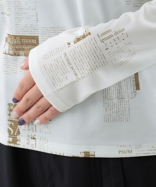 Ray BEAMS（レイビームス）の「Ray BEAMS / ニュース ペーパー プリント Tシャツ（Tシャツ/カットソー・レディース・ベージュ/ブルー系その他3・ONE SIZE）」の17枚目の写真