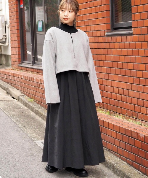 tiptop（ティップトップ）の「【アンサンブル/2024AW新色登場】カットメルトンプルオーバー×ワンピースSET（ワンピース・レディース・ブラック/グリーン/グレー/チャコールグレー・FREE）」の13枚目の写真