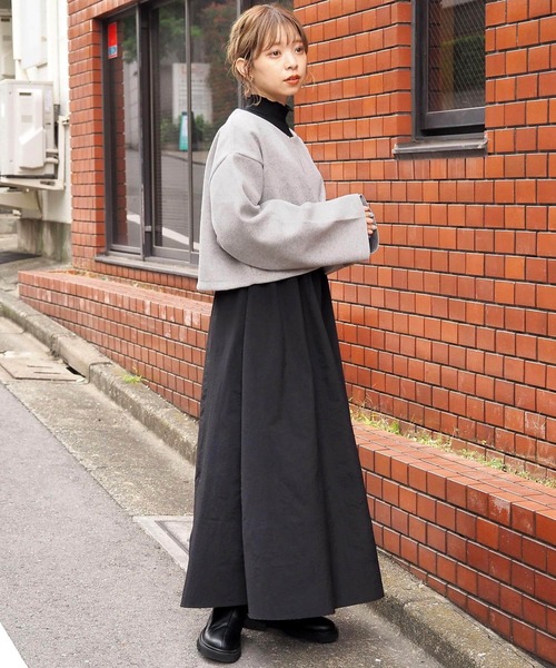 tiptop（ティップトップ）の「【アンサンブル/2024AW新色登場】カットメルトンプルオーバー×ワンピースSET（ワンピース・レディース・ブラック/グリーン/グレー/チャコールグレー・FREE）」の14枚目の写真