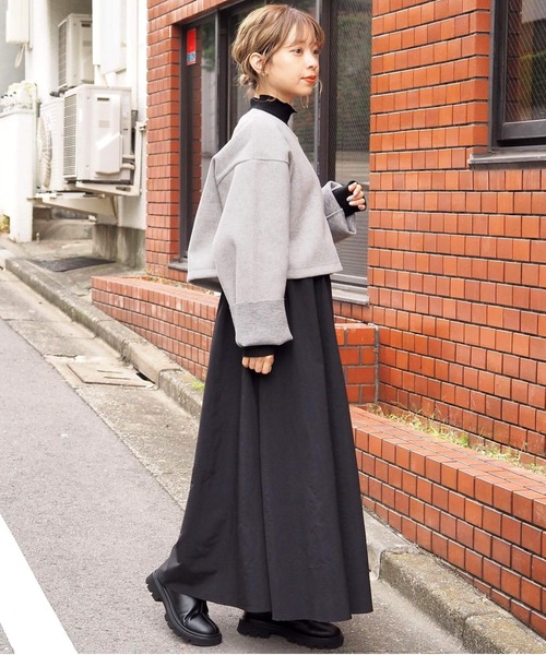 tiptop（ティップトップ）の「【アンサンブル/2024AW新色登場】カットメルトンプルオーバー×ワンピースSET（ワンピース・レディース・ブラック/グリーン/グレー/チャコールグレー・FREE）」の17枚目の写真