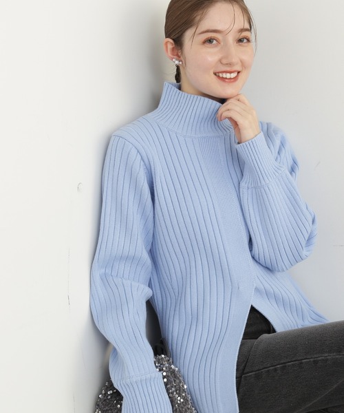 N.(N. Natural Beauty Basic)(エヌエヌナチュラルビューティーベーシック)の「◆フロントヘムスリットニット(ニット/セーター・レディース・アイボリー/チャコール/ブルー・MEDIUM)」の21枚目の写真