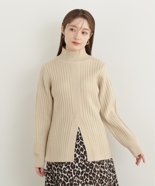 N.(N. Natural Beauty Basic)(エヌエヌナチュラルビューティーベーシック)の「◆フロントヘムスリットニット(ニット/セーター・レディース・アイボリー/チャコール/ブルー・MEDIUM)」の11枚目の写真