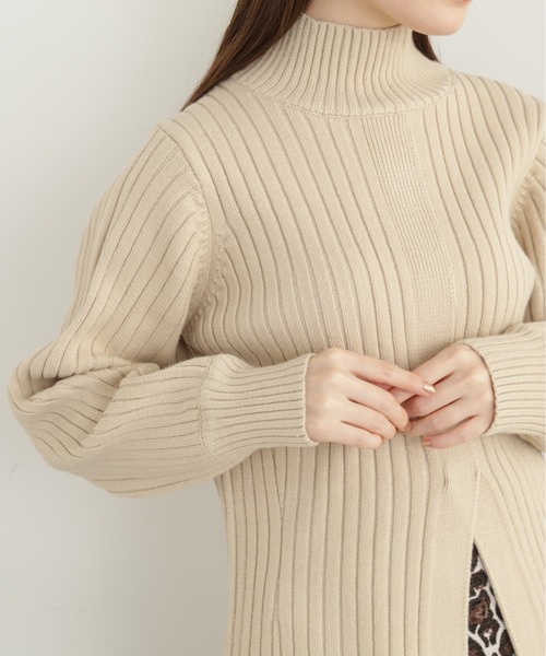 N.(N. Natural Beauty Basic)(エヌエヌナチュラルビューティーベーシック)の「◆フロントヘムスリットニット(ニット/セーター・レディース・アイボリー/チャコール/ブルー・MEDIUM)」の14枚目の写真