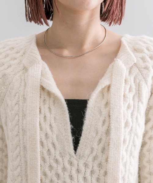 mline（エムライン）の「[mline]ケーブルスキッパーニット（ニット/セーター・レディース・ブラック/アイボリー・FREE）」の16枚目の写真