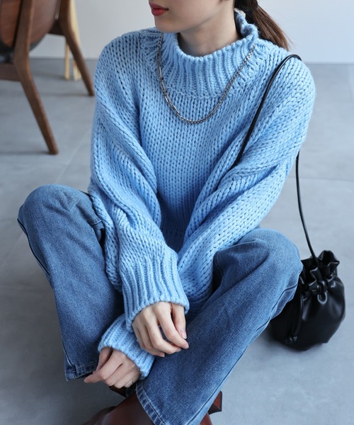 ニット セーター ロービングハイネック クロップド丈プルオーバー レディース sakishimatokyo ニット セーター ロービングハイネック