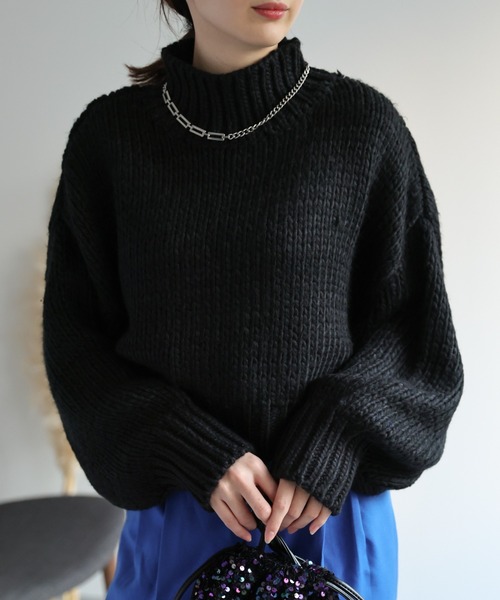 セール】ロービングハイネック クロップド丈プルオーバー