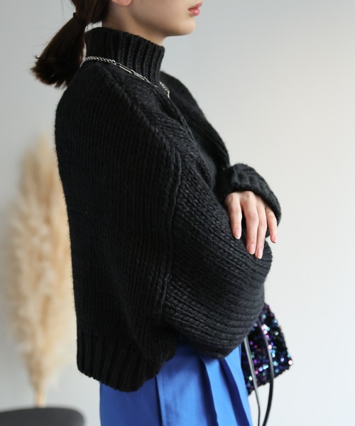 ニット セーター ロービングハイネック クロップド丈プルオーバー レディース sakishimatokyo ニット セーター ロービングハイネック