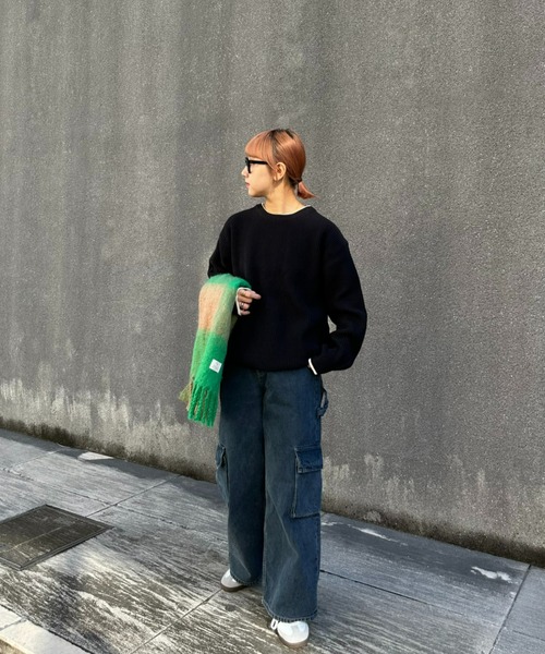 CIAOPANIC TYPY(チャオパニックティピー)の「【ユニセックス】ライン配色畦編みクルーネックニット(ニット/セーター・メンズ・ブラック×ホワイト/グレー/グリーン/オフホワイト/ブラック/ブルー・MEDIUM/LARGE)」の18枚目の写真