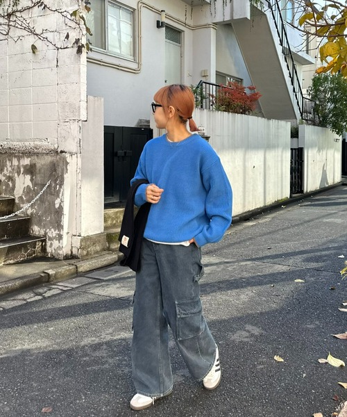 CIAOPANIC TYPY(チャオパニックティピー)の「【ユニセックス】ライン配色畦編みクルーネックニット(ニット/セーター・メンズ・ブラック×ホワイト/グレー/グリーン/オフホワイト/ブラック/ブルー・MEDIUM/LARGE)」の20枚目の写真