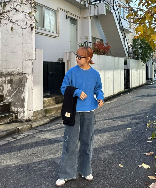 CIAOPANIC TYPY(チャオパニックティピー)の「【ユニセックス】ライン配色畦編みクルーネックニット(ニット/セーター・メンズ・ブラック×ホワイト/グレー/グリーン/オフホワイト/ブラック/ブルー・MEDIUM/LARGE)」の21枚目の写真