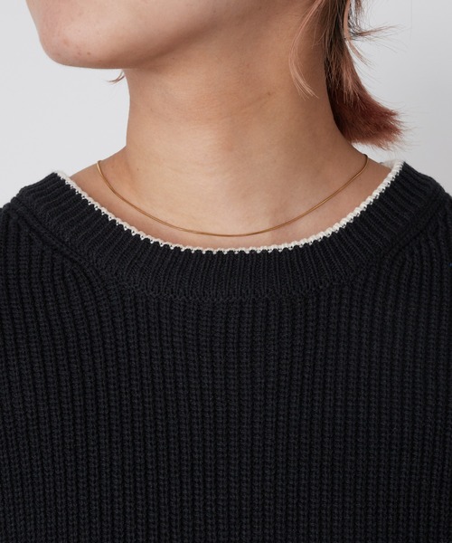 CIAOPANIC TYPY(チャオパニックティピー)の「【ユニセックス】ライン配色畦編みクルーネックニット(ニット/セーター・メンズ・ブラック×ホワイト/グレー/グリーン/オフホワイト/ブラック/ブルー・MEDIUM/LARGE)」の11枚目の写真