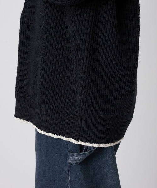 CIAOPANIC TYPY(チャオパニックティピー)の「【ユニセックス】ライン配色畦編みクルーネックニット(ニット/セーター・メンズ・ブラック×ホワイト/グレー/グリーン/オフホワイト/ブラック/ブルー・MEDIUM/LARGE)」の13枚目の写真