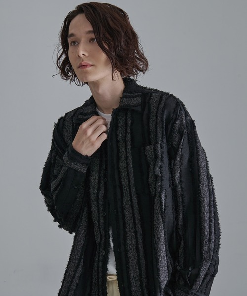 Revo.（レボ）の「【Revo.】フリンジストライプロングスリーブシャツ/メンズ（シャツ/ブラウス・メンズ・カーキ/ブラック/ホワイト・L/M）」の5枚目の写真