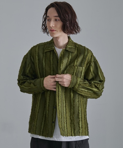 Revo.（レボ）の「【Revo.】フリンジストライプロングスリーブシャツ/メンズ（シャツ/ブラウス・メンズ・カーキ/ブラック/ホワイト・L/M）」の11枚目の写真