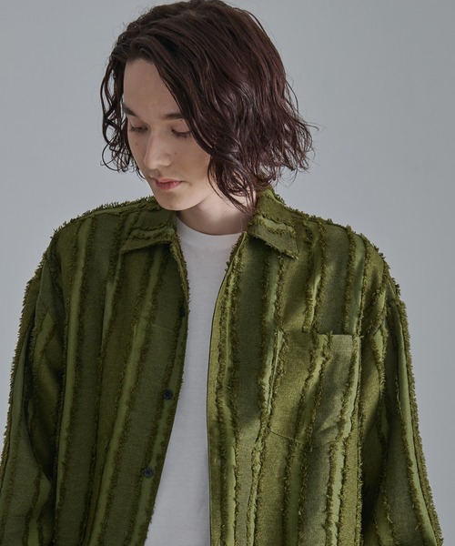 Revo.（レボ）の「【Revo.】フリンジストライプロングスリーブシャツ/メンズ（シャツ/ブラウス・メンズ・カーキ/ブラック/ホワイト・L/M）」の13枚目の写真