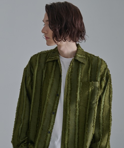 Revo.（レボ）の「【Revo.】フリンジストライプロングスリーブシャツ/メンズ（シャツ/ブラウス・メンズ・カーキ/ブラック/ホワイト・L/M）」の14枚目の写真