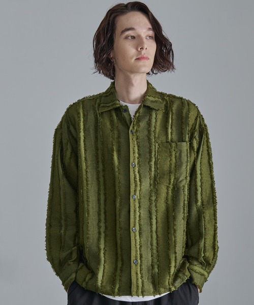 Revo.（レボ）の「【Revo.】フリンジストライプロングスリーブシャツ/メンズ（シャツ/ブラウス・メンズ・カーキ/ブラック/ホワイト・L/M）」の17枚目の写真