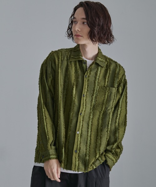 Revo.（レボ）の「【Revo.】フリンジストライプロングスリーブシャツ/メンズ（シャツ/ブラウス・メンズ・カーキ/ブラック/ホワイト・L/M）」の18枚目の写真