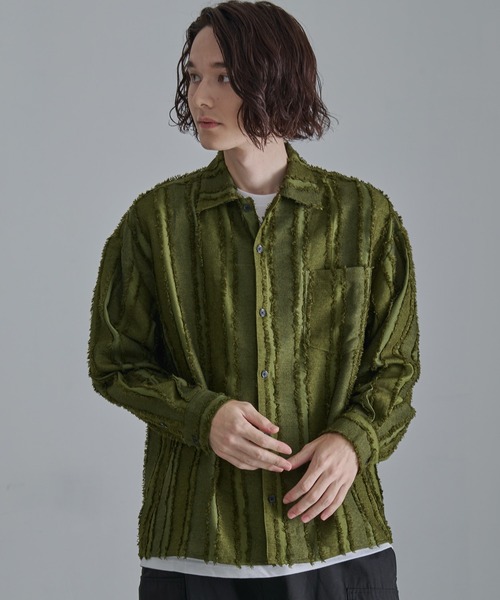 Revo.（レボ）の「【Revo.】フリンジストライプロングスリーブシャツ/メンズ（シャツ/ブラウス・メンズ・カーキ/ブラック/ホワイト・L/M）」の19枚目の写真