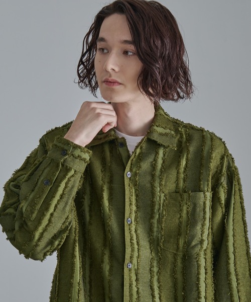 Revo.（レボ）の「【Revo.】フリンジストライプロングスリーブシャツ/メンズ（シャツ/ブラウス・メンズ・カーキ/ブラック/ホワイト・L/M）」の20枚目の写真