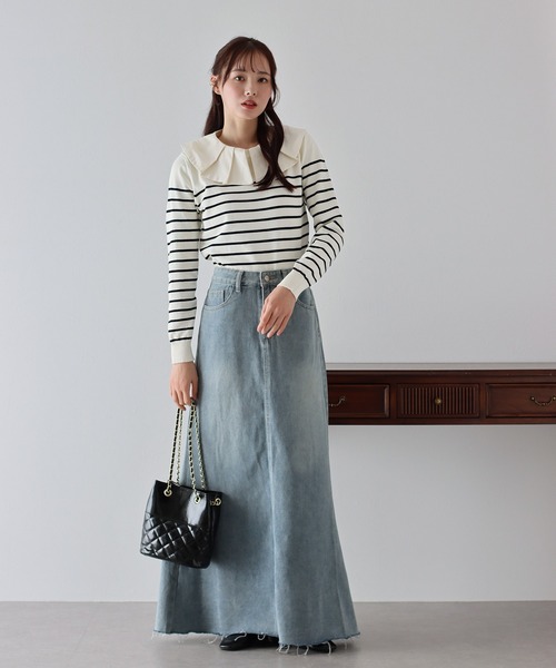 BLUEEAST（ブルーイースト）の「2WAYフリル襟付きニット（ニット/セーター・レディース・ホワイト系/ブラック/ブラック系/ピンク系・MEDIUM）」の8枚目の写真