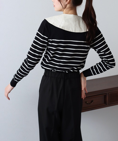 BLUEEAST（ブルーイースト）の「2WAYフリル襟付きニット（ニット/セーター・レディース・ホワイト系/ブラック/ブラック系/ピンク系・MEDIUM）」の12枚目の写真