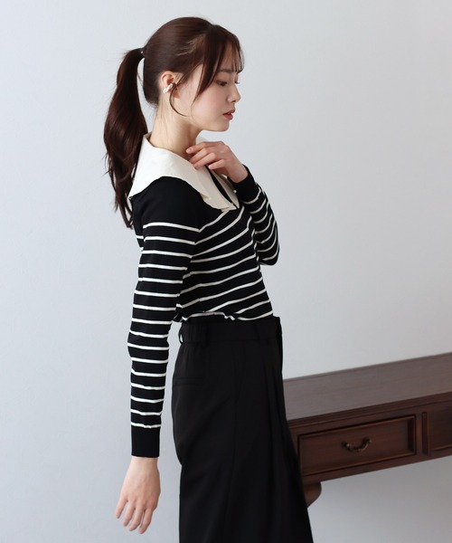 BLUEEAST（ブルーイースト）の「2WAYフリル襟付きニット（ニット/セーター・レディース・ホワイト系/ブラック/ブラック系/ピンク系・MEDIUM）」の13枚目の写真