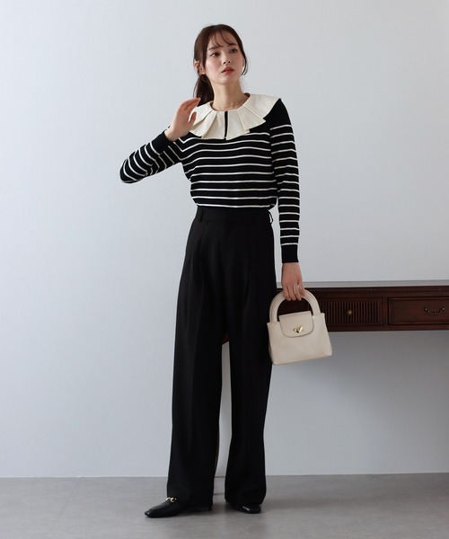 BLUEEAST（ブルーイースト）の「2WAYフリル襟付きニット（ニット/セーター・レディース・ホワイト系/ブラック/ブラック系/ピンク系・MEDIUM）」の14枚目の写真