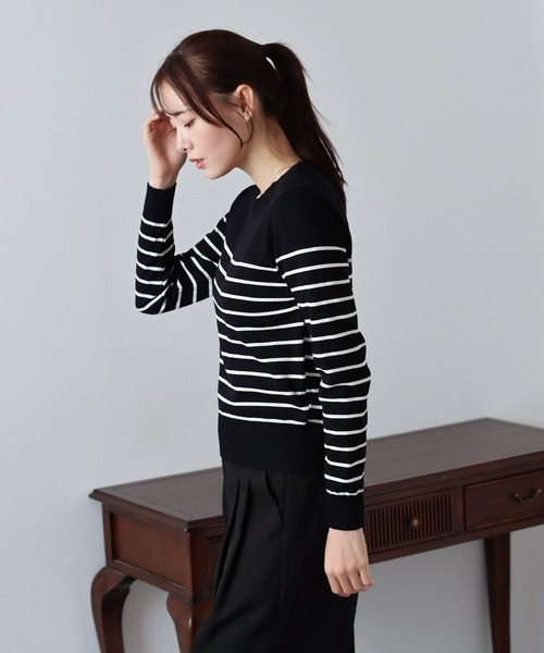 BLUEEAST（ブルーイースト）の「2WAYフリル襟付きニット（ニット/セーター・レディース・ホワイト系/ブラック/ブラック系/ピンク系・MEDIUM）」の17枚目の写真