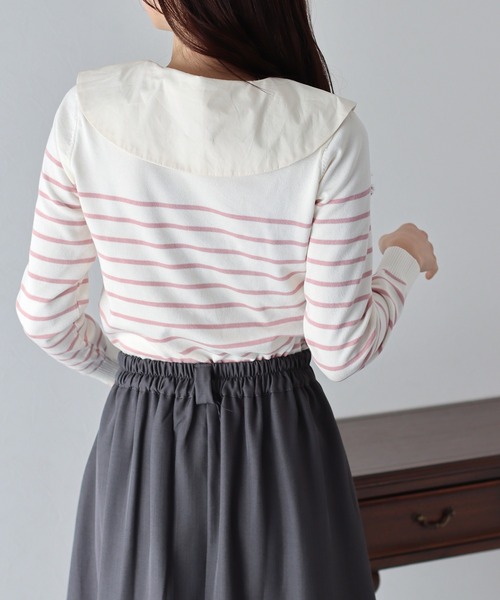 BLUEEAST（ブルーイースト）の「2WAYフリル襟付きニット（ニット/セーター・レディース・ホワイト系/ブラック/ブラック系/ピンク系・MEDIUM）」の21枚目の写真