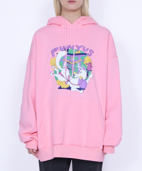 PUNYUS(プニュズ)の「裏起毛稲荷ビッグパーカー(パーカー・レディース・グリーン/サックスブルー/ピンク・3/4)」の3枚目の写真
