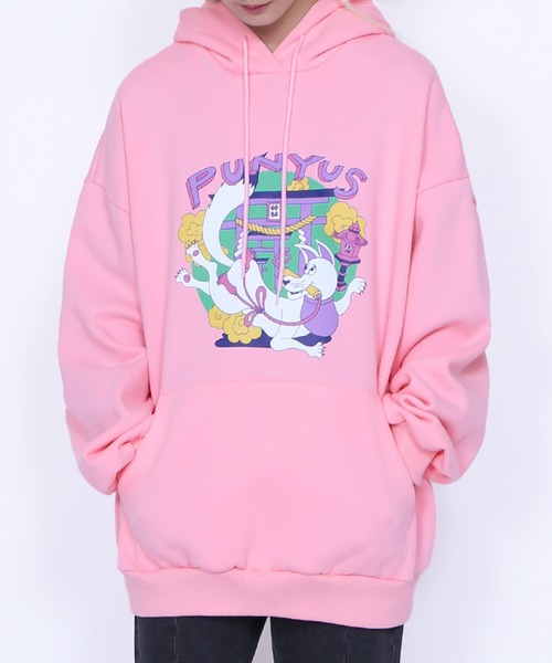 PUNYUS(プニュズ)の「裏起毛稲荷ビッグパーカー(パーカー・レディース・グリーン/サックスブルー/ピンク・3/4)」の6枚目の写真